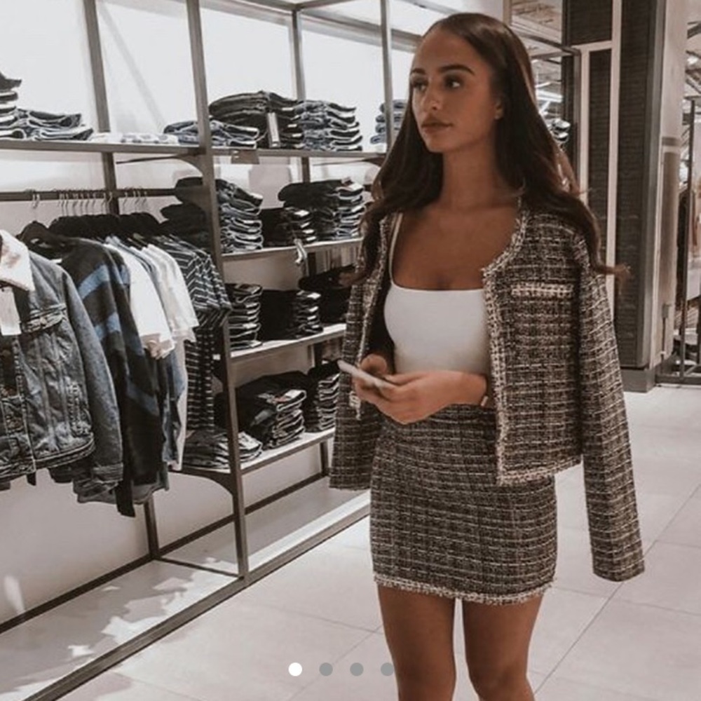 Lily Lulu Tweed Skirt & Blazer Set